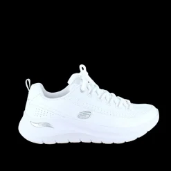 Hvid Skechers med glat skind overflade