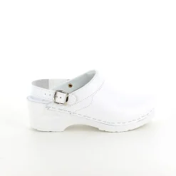 Hvid skind træsko med rem