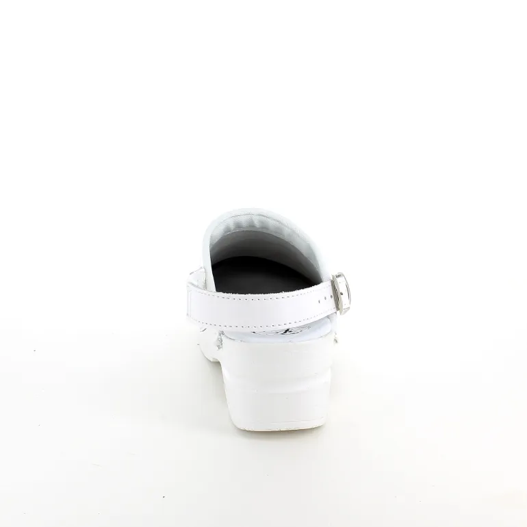 Hvid skind træsko med rem