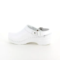 Hvid skind træsko med rem