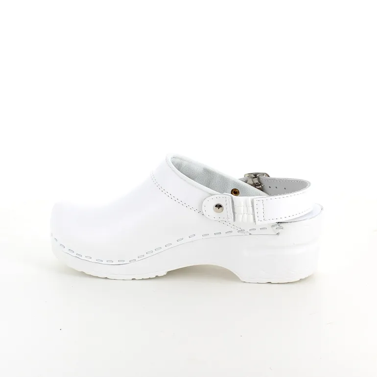 Hvid skind træsko med rem