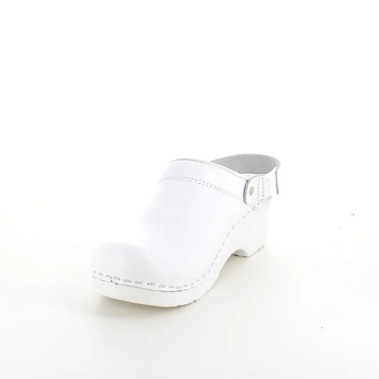 Hvid skind træsko med rem