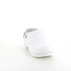 Hvid skind træsko med rem