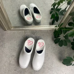 Hvid skind træsko uden kap