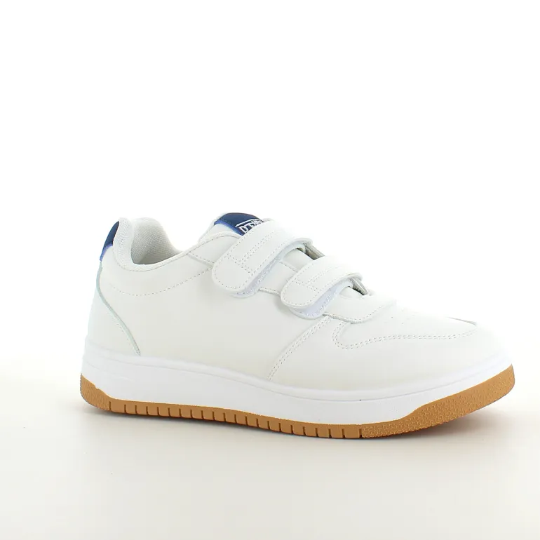 Hvid sko med velcroremme og ekstra stødabsorbering i hælen