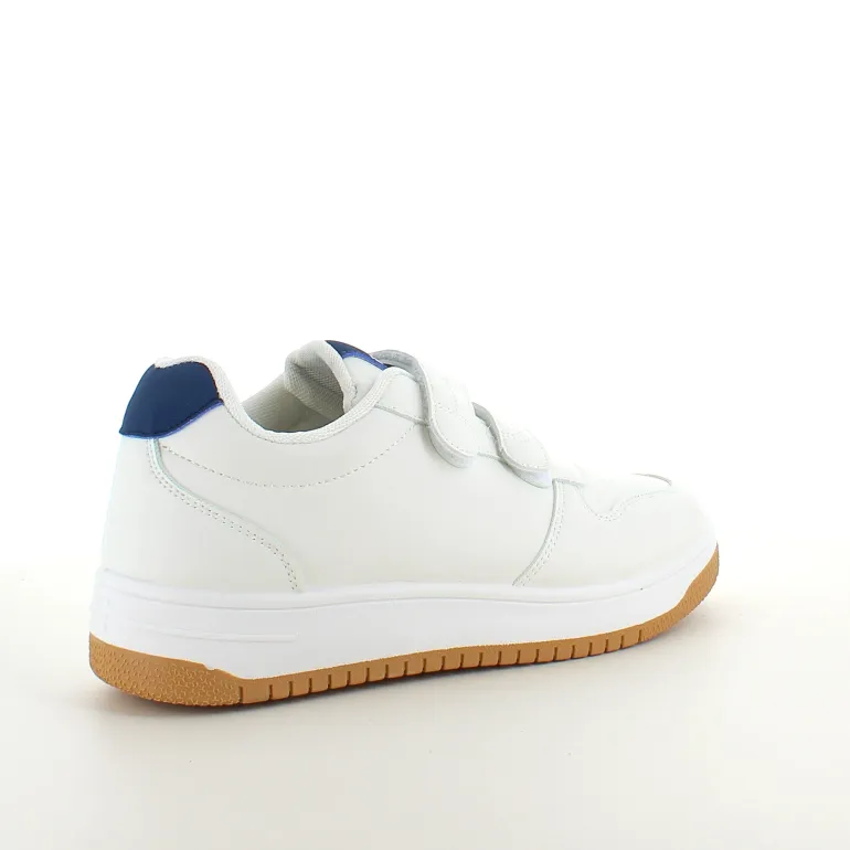 Hvid sko med velcroremme og ekstra stødabsorbering i hælen