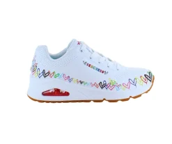 Hvide Skechers sko med flotte hjertedetaljer