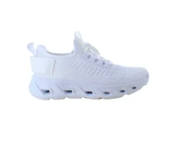 Hvide slip-on sko med strikoverdel