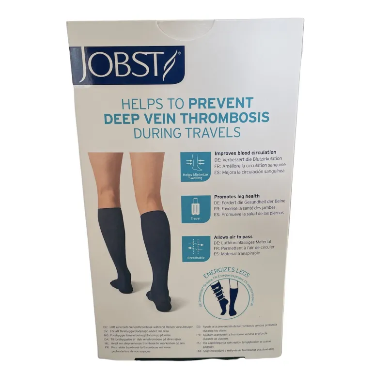Jobst rejsestrømper i sort klasse 1 med tå