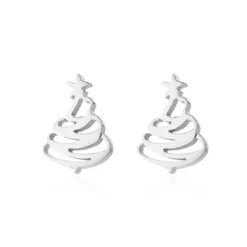 Juletræer øreringe i sølvtone