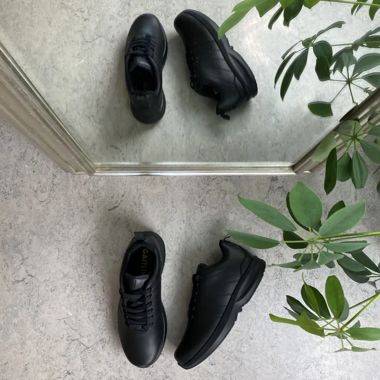 Klassisk sort læder sko fra Gaitline