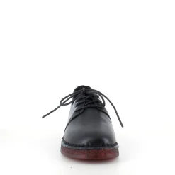 Klassisk sort snøresko i glat skind med udtagelig indersål & fleksibel gummisål