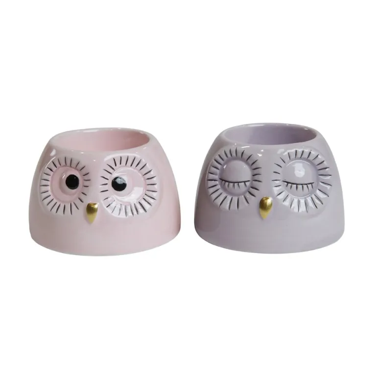 Kloge ugler, Fyrfadsstager 5 x 8cm, lilla