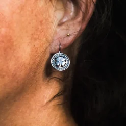 Kløver øreringe med sten i sølvtone