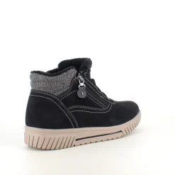 Kort foret vinterstøvle i sort med dobbelt lynlås