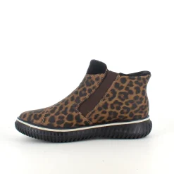 Kort støvle fra Rieker med leo print og let for