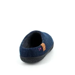 Lav blå hjemmesko i uld med skridhæmmende såler fra Green Comfort