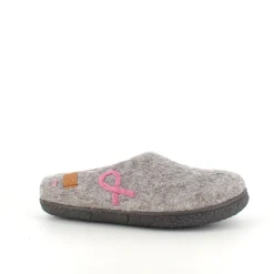 Lav Green Comfort uld hjemmesko med rågummisål og Støt Brysterne logo