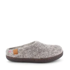 Lav lys grå hjemmesko i uld med skridhæmmende såler fra Green Comfort