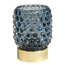 LED-lampe med bobler – Kompakt og stilren i blåt glas