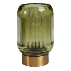 LED-lampe med riller – Elegant løsning i grønt glas