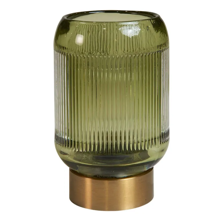 LED-lampe med riller – Elegant løsning i grønt glas