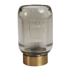 LED-lampe med riller – Moderne og elegant i gråt glas