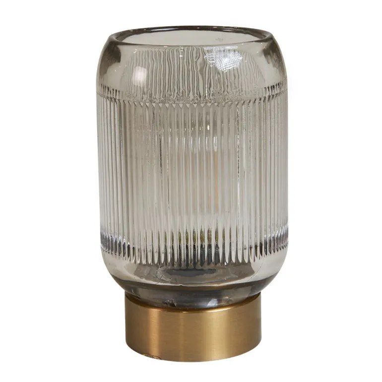 LED-lampe med riller – Moderne og elegant i gråt glas