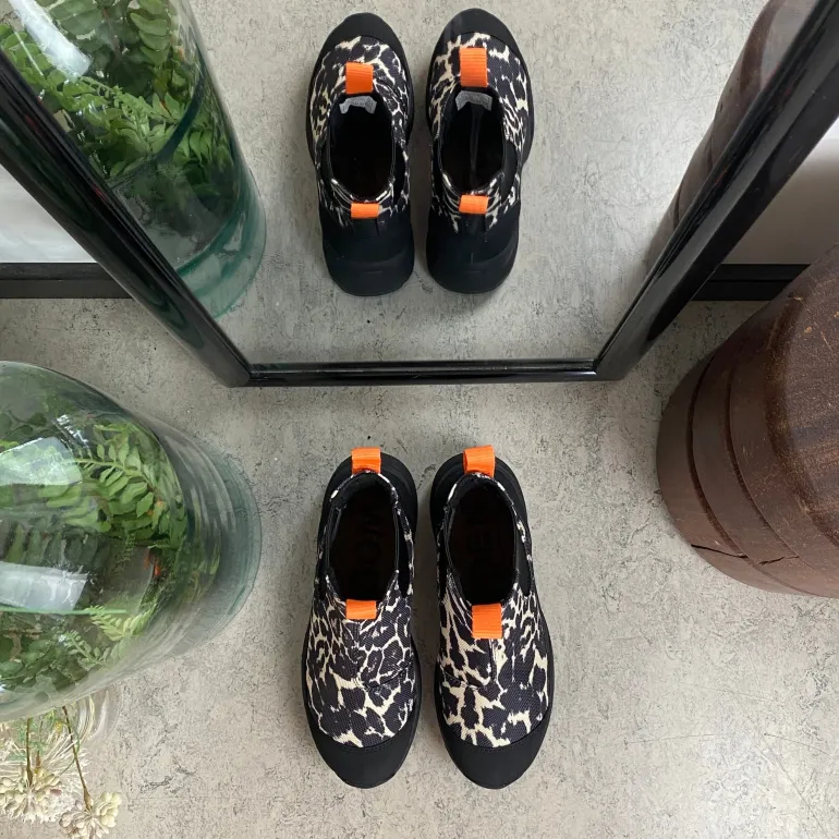 Leopard Woden gummistøvle med svangstøtte