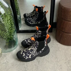 Leopard Woden gummistøvle med svangstøtte