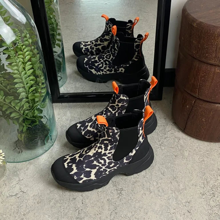 Leopard Woden gummistøvle med svangstøtte