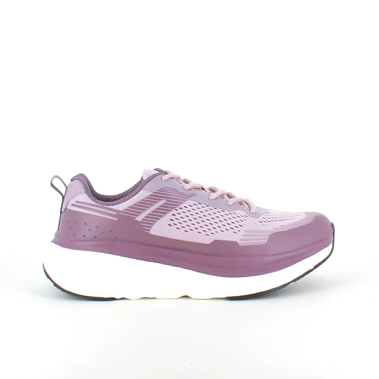 Lilla, stødabsorberende sko i åndbart mesh.