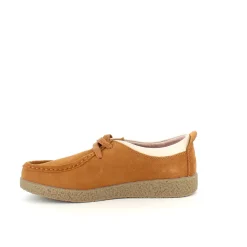 Lys brun ruskindssko med rågummisål