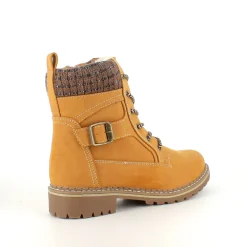 Lysebrun damestøvle med snørebånd, lynlås og varmt for – dekorativ spænde og TPR-sål