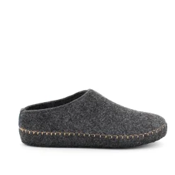 Mørk grå filt sutsko med skridhæmmende sål