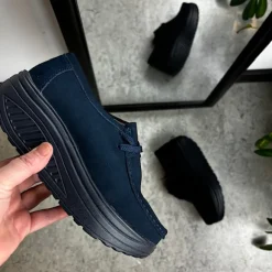 Navy ruskindssko med gængesål og svangstøtte