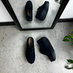 Navy ruskindssko med gængesål og svangstøtte