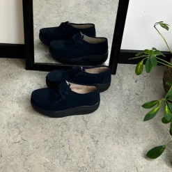 Navy ruskindssko med gængesål og svangstøtte