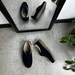 Navy ruskindssko med rågummisål