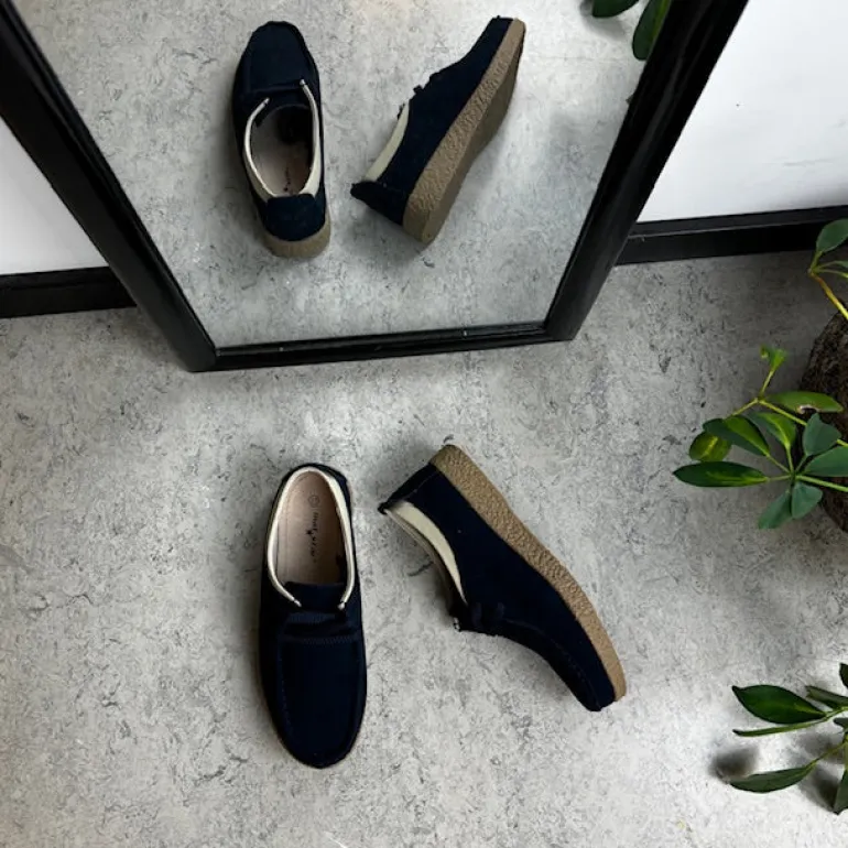 Navy ruskindssko med rågummisål