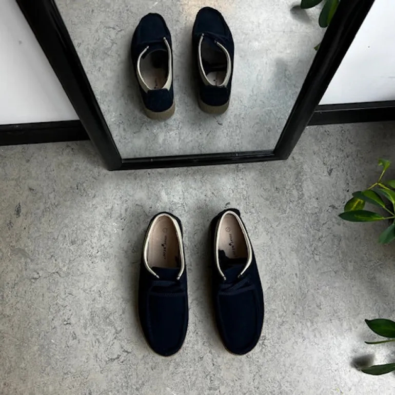 Navy ruskindssko med rågummisål