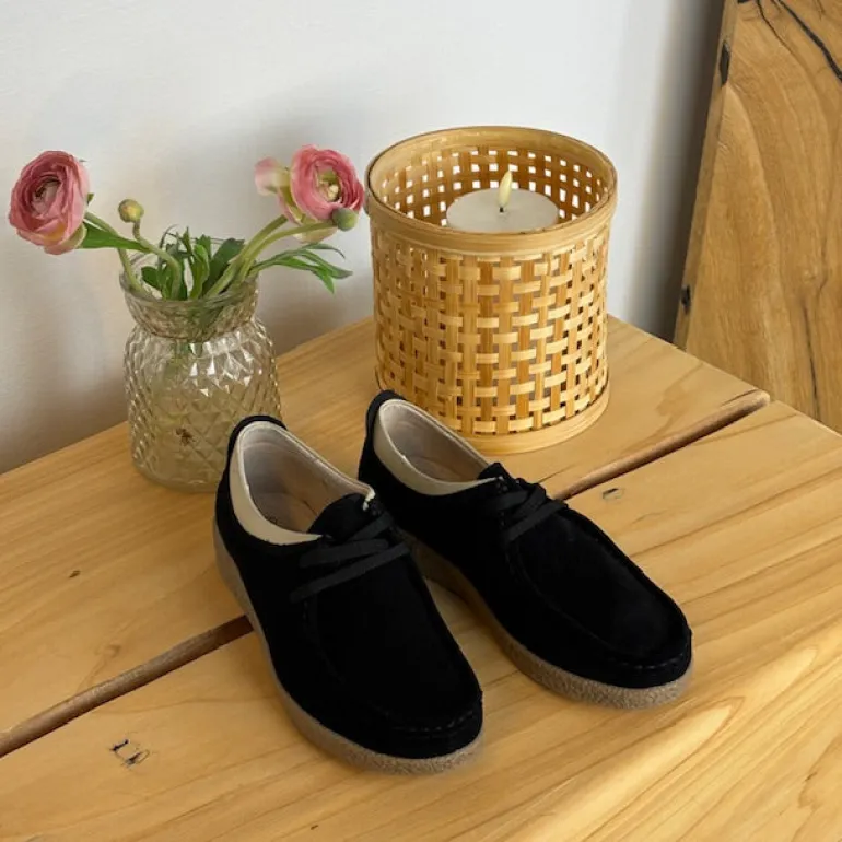 Navy ruskindssko med rågummisål