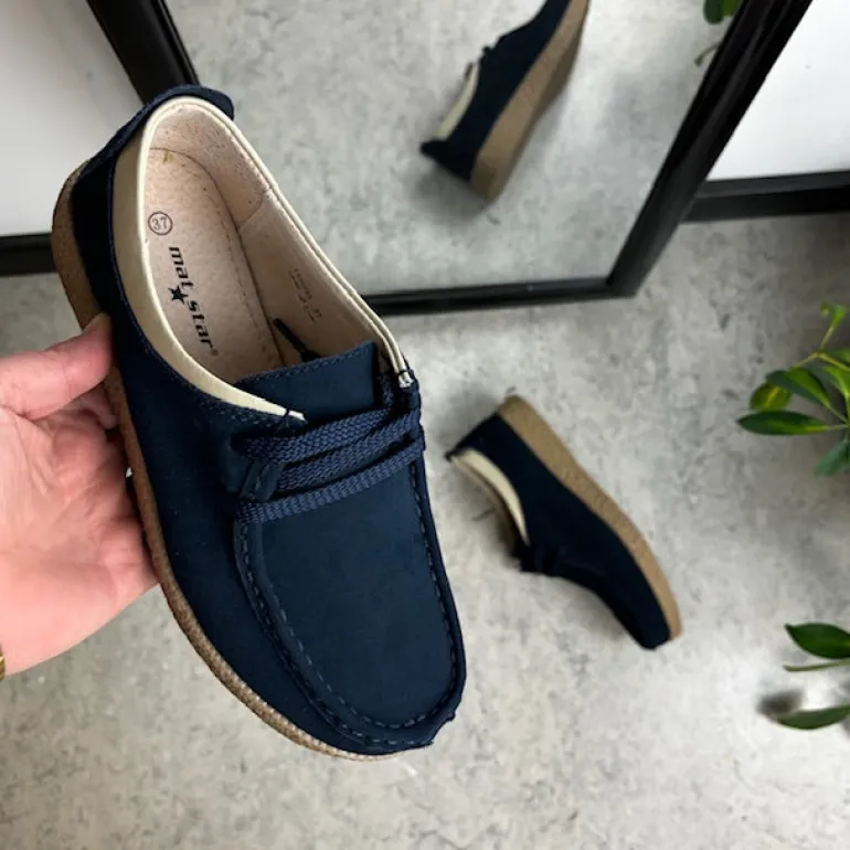 Navy ruskindssko med rågummisål