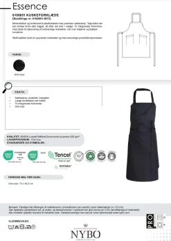 Nybo Sort Unisex Essence Kuskeforklæde, Justerbar, Lommer