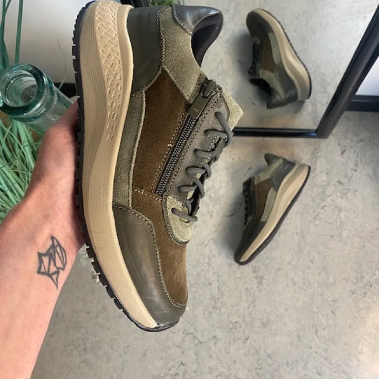 Olivengrøn Green Comfort sko med dobbelt lukning