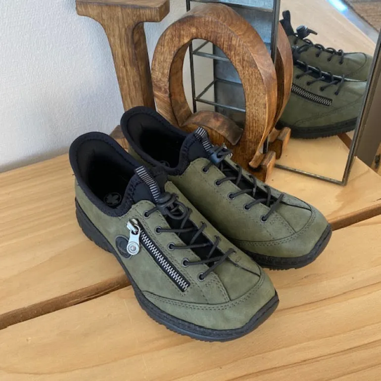 Olivengrøn Rieker slip-on sneakers