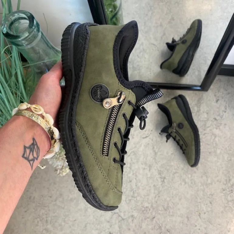 Olivengrøn Rieker slip-on sneakers