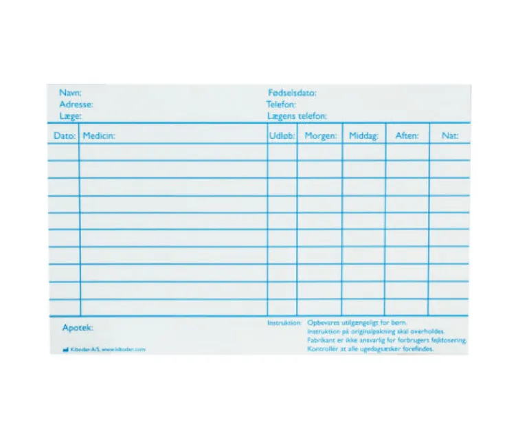 Pille æsken medidos no. 1, ugesæt