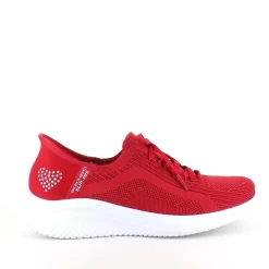 Rød Skechers Slip-ins med glimmer detaljer.