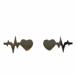 Øreringe med EKG i sølvtone